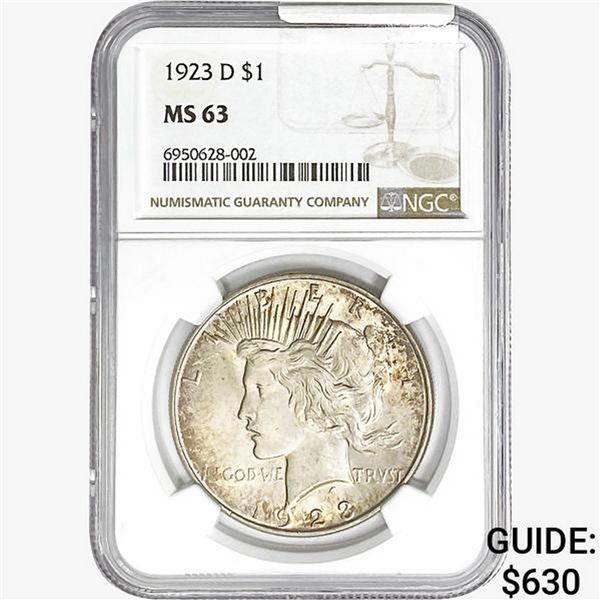 1923-D Silver Peace Dollar NGC MS63