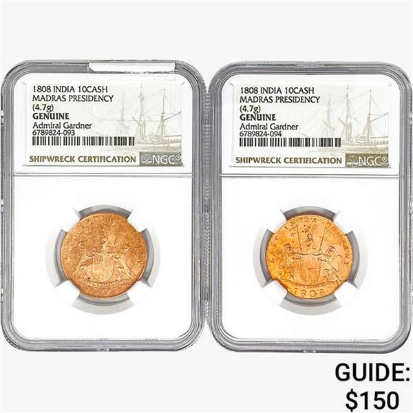 [2]1808 India 10Cash Madras Presidency NGC Genuine