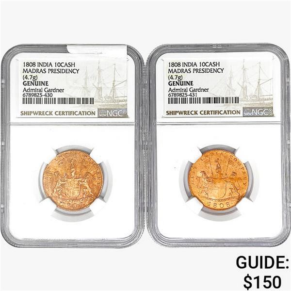 [2]1808 India 10Cash Madras Presidency NGC Genuine