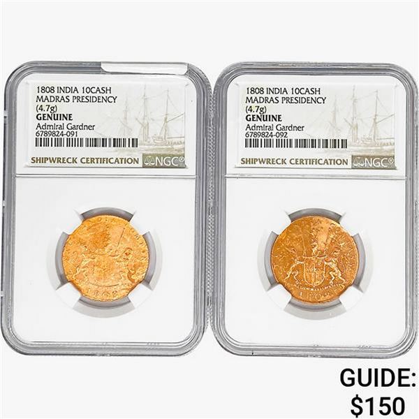 [2]1808 India 10Cash Madras Presidency NGC Genuine