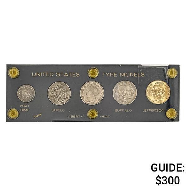 [5 Coin] 1857-1943 U.S. Type Nickels