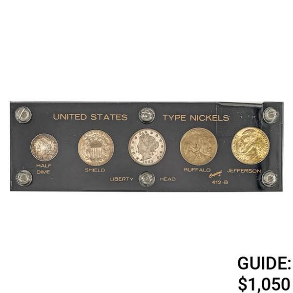 [5 Coin] 1829-1943 U.S. Type Nickels