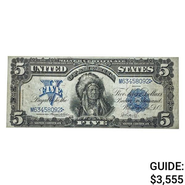 1899 $5 "CHIEF" SILVER CERTIFICATE VERY FINE+