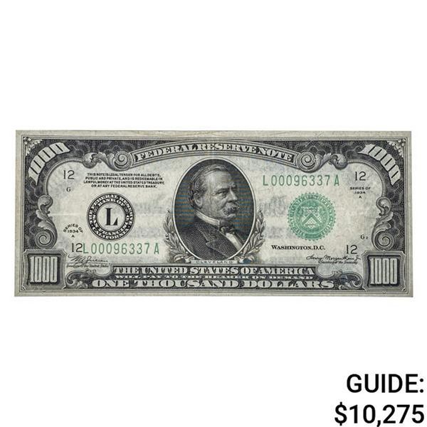 1934-A $1,000 FRN SAN FRANCISCO, CA EXTREMELY FINE