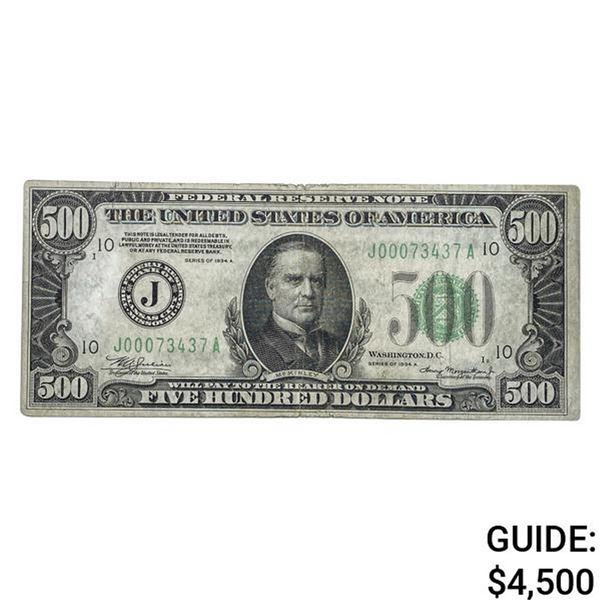 1934-A $500 FRN KANSAS CITY, MO VERY FINE