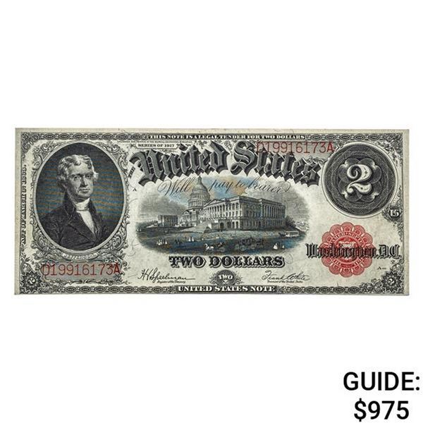 1917 $2 LEGAL TENDER UNITED STATES NOTE AU