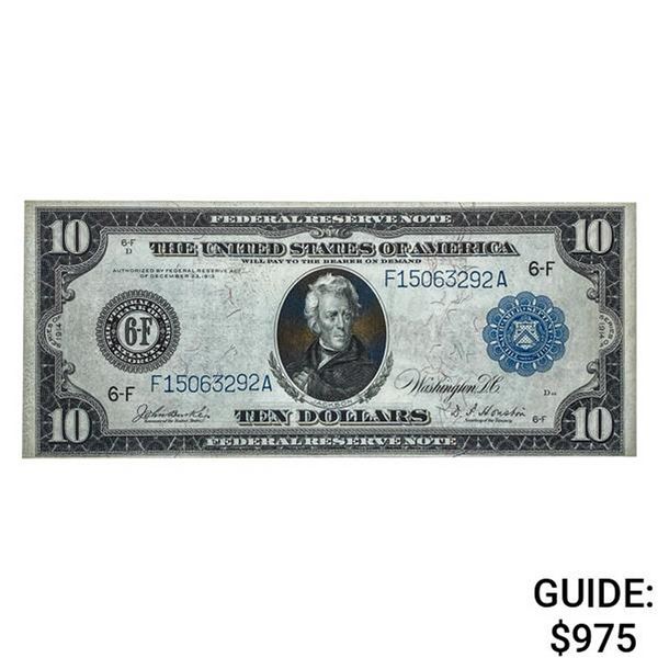 1914 $10 FRN ATLANTA, GA ABOUT UNCIRCULATED