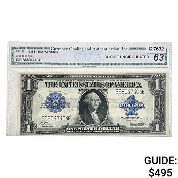 1923 $1 "HORSEBLANKET" SC CGA UNC-63