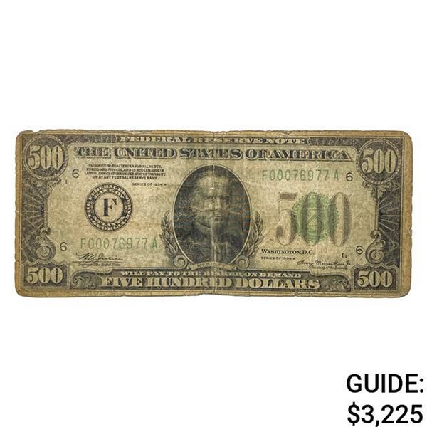 1934-A $500 FIVE HUNDRED FRN ATLANTA, GAÂ