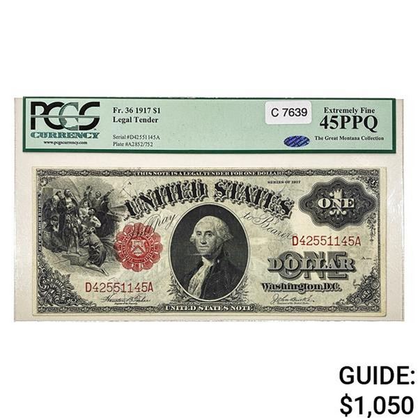 1917 $1 LEGAL TENDER USN PCGS EF-45PPQ