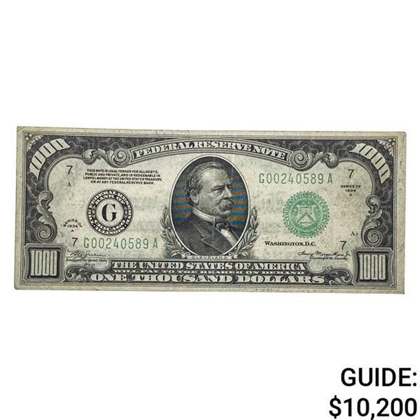 1934-A $1,000 FRN CHICAGO, IL EXTREMELY FINE