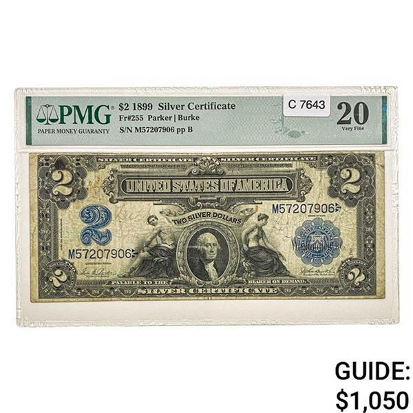 1899 $2 "MINI PORTHOLE" SILVER CERT. PMG VF-20