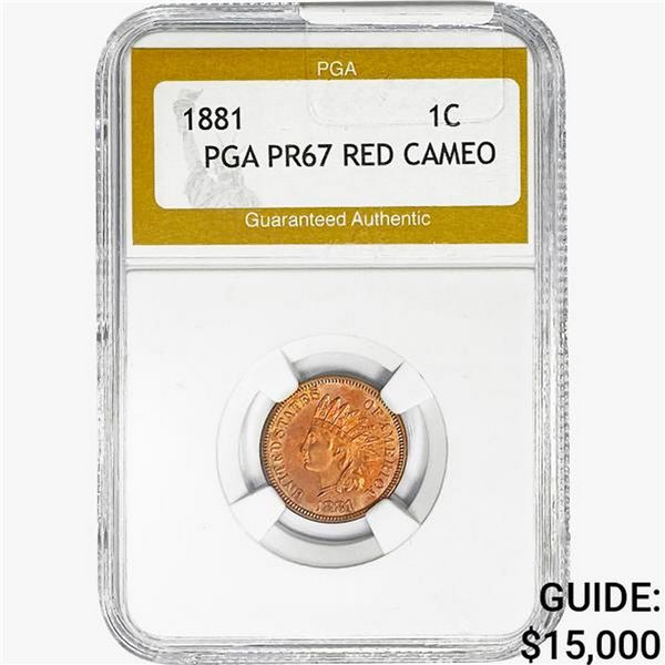 1881 Indian Head Cent PGA PR67 RED, CAMEO