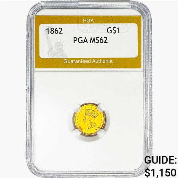 1862 Rare Gold Dollar PGA MS62