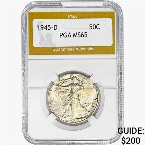 1945-D Walking Liberty Half Dollar PGA MS65