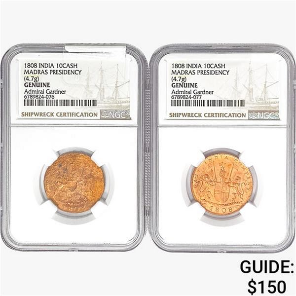 [2]1808 India 10Cash Madras Presidency NGC Genuine