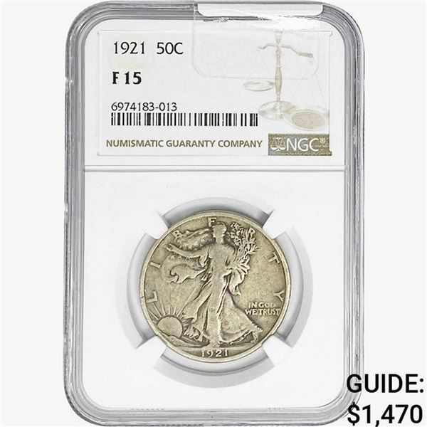 1921 Walking Liberty Half Dollar NGC F15