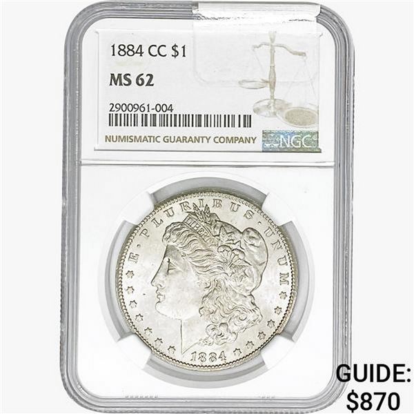 1884-CC Morgan Silver Dollar NGC MS62