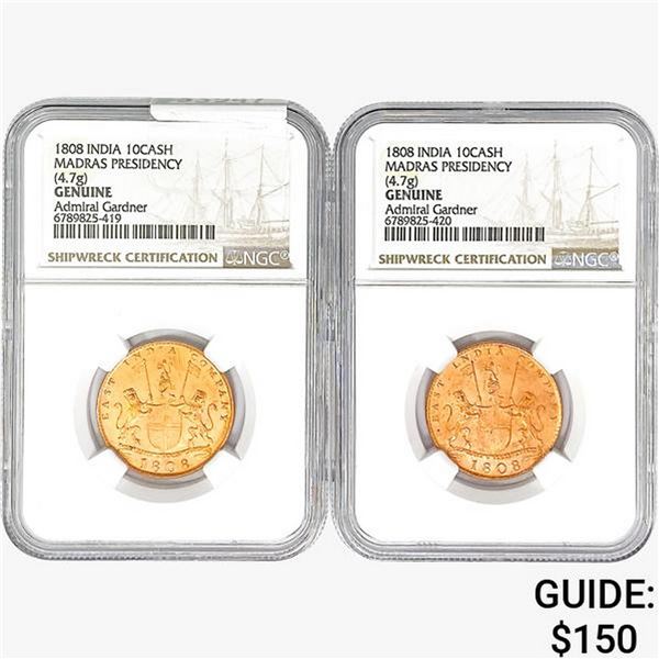 [2]1808 India 10Cash Madras Presidency NGC Genuine