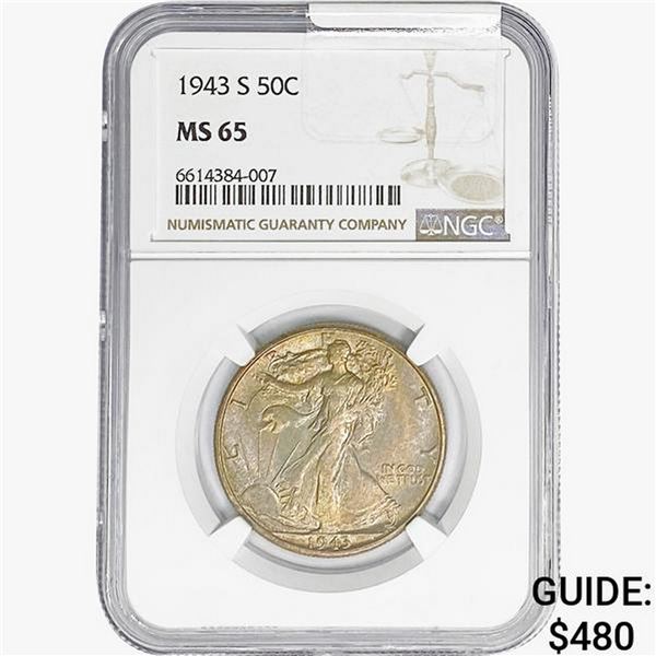1943-S Walking Liberty Half Dollar NGC MS65