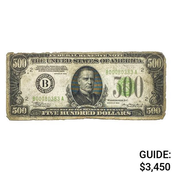 1934 $500 FIVE HUNDRED DOLLARS FRN NEW YORK, NYÂ