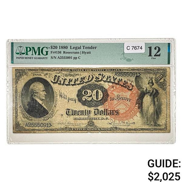 1880 $20 LEGAL TENDER USN PMG FINE-12
