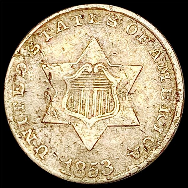 1853 Silver Three Cent LIGHTLY CIRCULATED