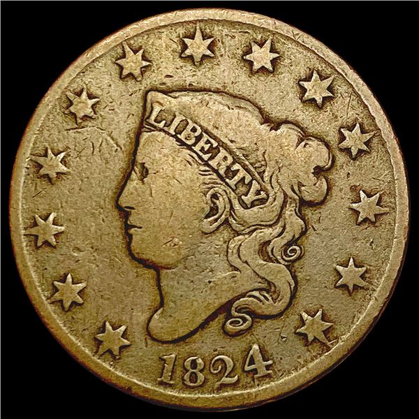 1824 Coronet Head Large Cent NICELY CIRCULATED