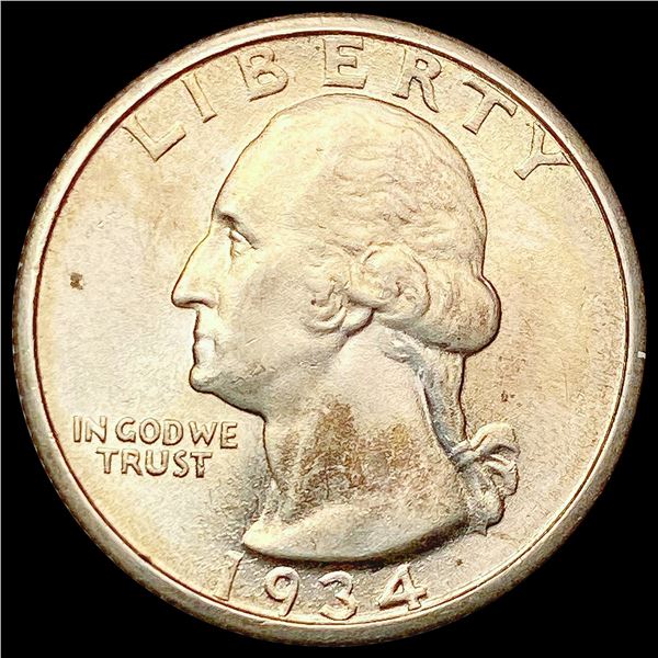 1934 Med Motto Washington Silver Quarter UNCIRCULATED