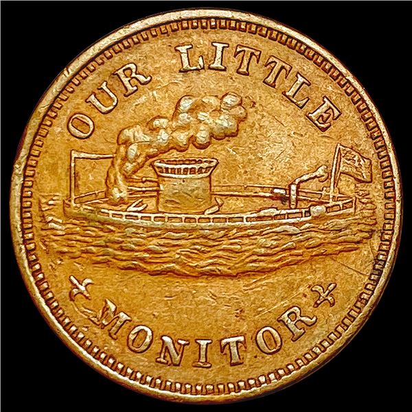 1863 Civil War Token; Our Little Monitor NEARLY UNCIRCULATED