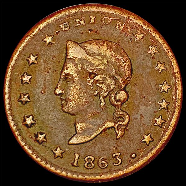 1863 Civil War Token; Our Card LIGHTLY CIRCULATED