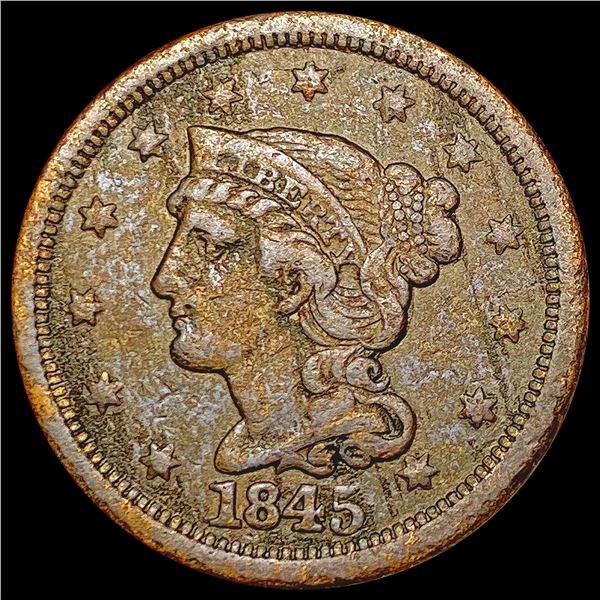 1845 Braided Hair Large Cent LIGHTLY CIRCULATED