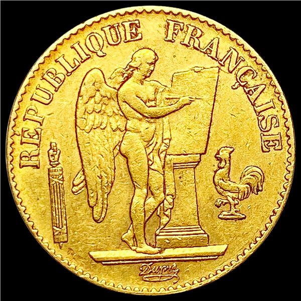 1894-A France Gold 20 Francs 0.1867oz CHOICE AU
