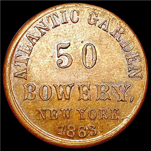1863 Civil War Token; Atlatic Garden CLOSELY UNCIRCULATED