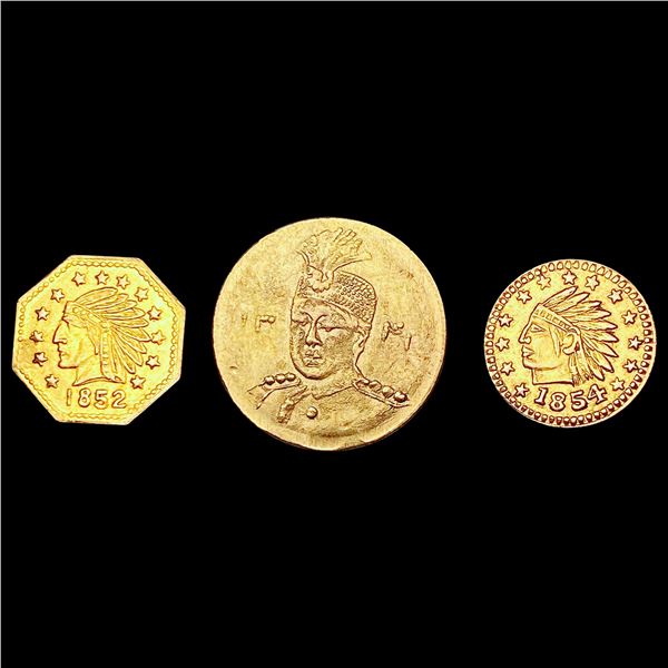 1852-1854 Varied Cal. Gold Fractional Tokens [3 Coins] HIGH GRADE