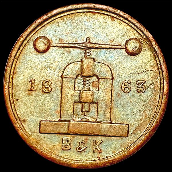 1863 CWT; B&K Vessey St. NY CLOSELY UNCIRCULATED