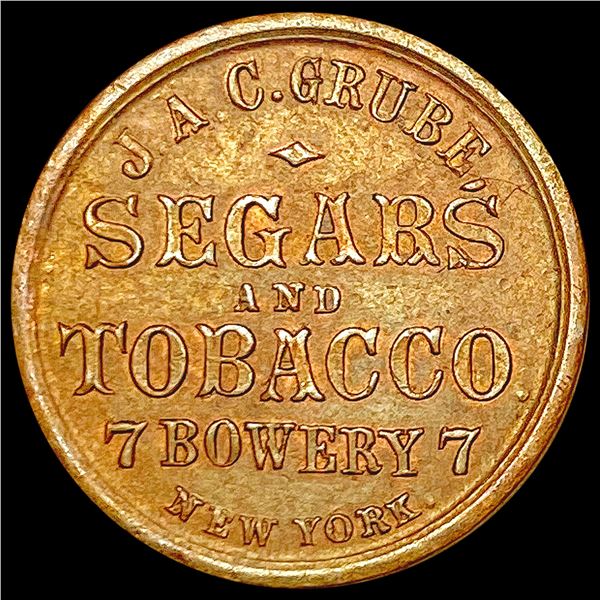1863 CWT; J.A.C. Grube Segar Tobacco NY CLOSELY UNCIRCULATED