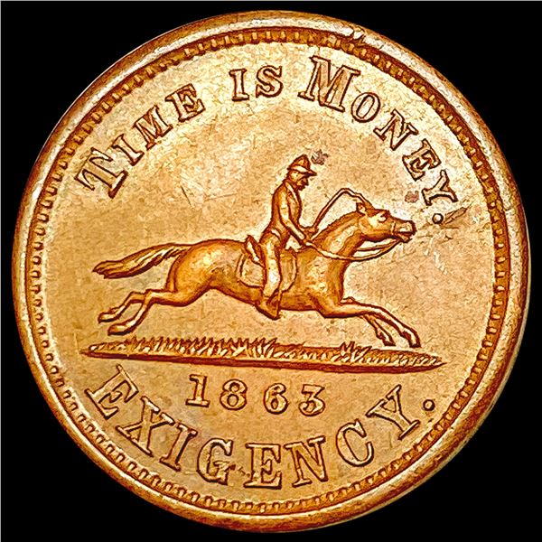 1863 CWT; Hussey Time is Money NY CLOSELY UNCIRCULATED