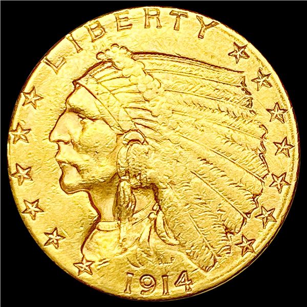 1914-D $2.50 Gold Quarter Eagle CLOSELY UNCIRCULATED