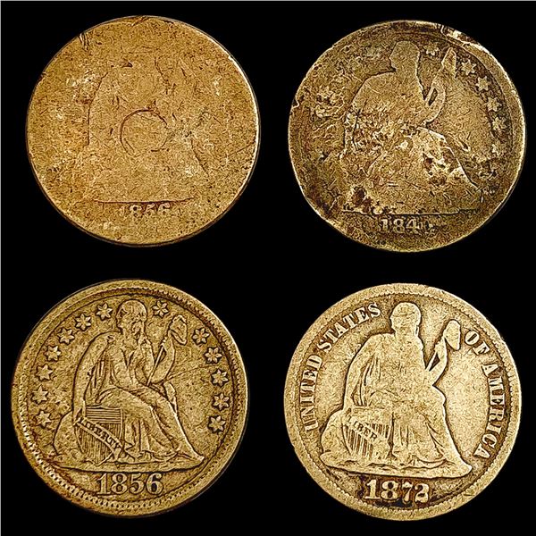 1840-1872 Seated Liberty Dime Lot [4 Coins] HIGH GRADE
