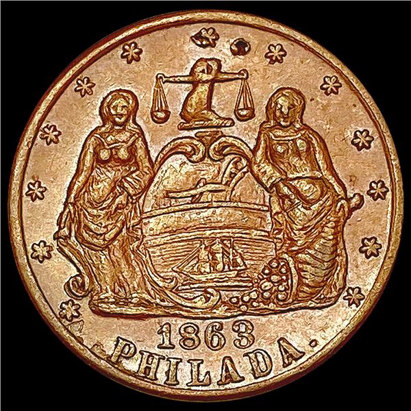 1863 Civil War Token CLOSELY UNCIRCULATED