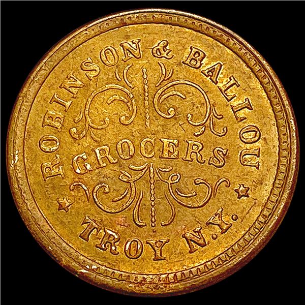 1863 Copper Grocer Token CLOSELY UNCIRCULATED