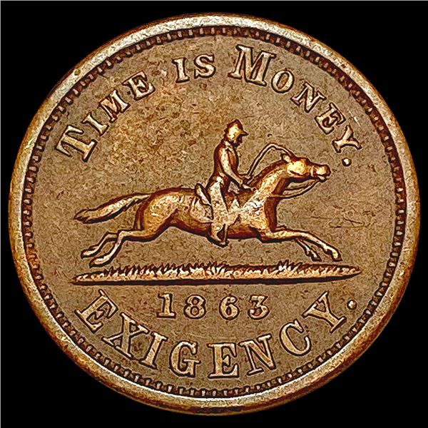1863 Time is Money Copper Token CLOSELY UNCIRCULATED