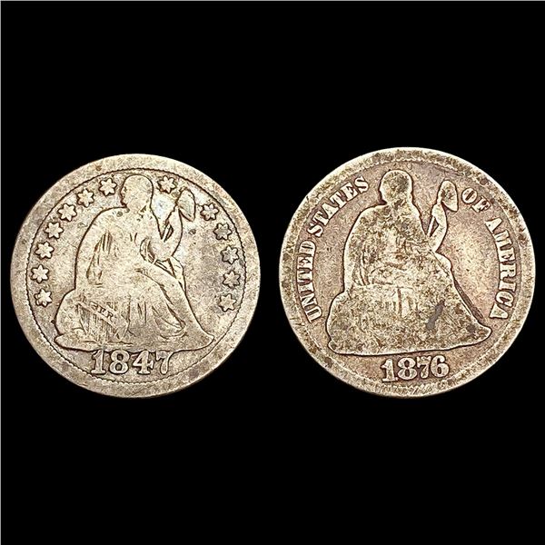1847-1876 [2] Seated Liberty Dime HIGH GRADE