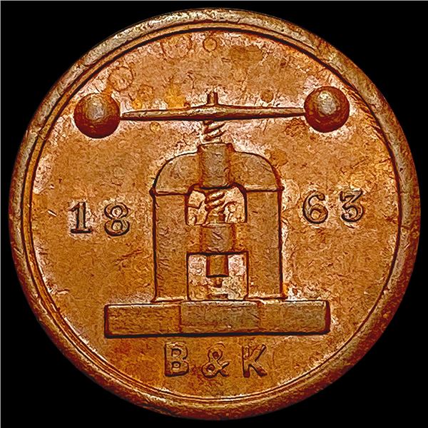 1863 Roofer Token CLOSELY UNCIRCULATED