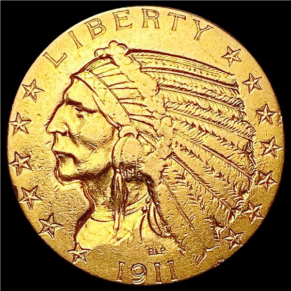 1911 $5 Gold Half Eagle CLOSELY UNCIRCULATED
