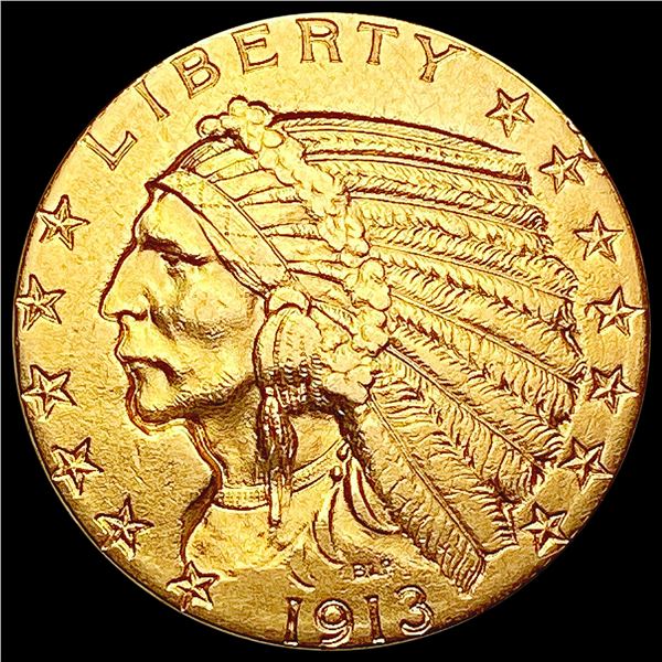 1913 $5 Gold Half Eagle CLOSELY UNCIRCULATED