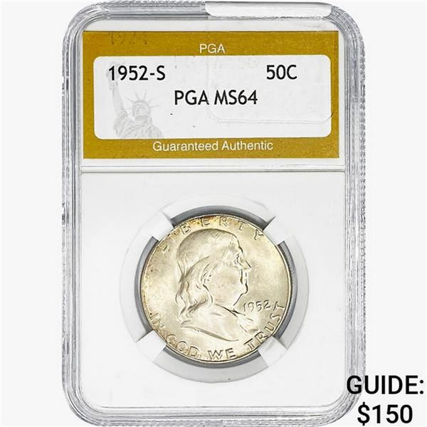 1952-S Franklin Half Dollar PGA MS64