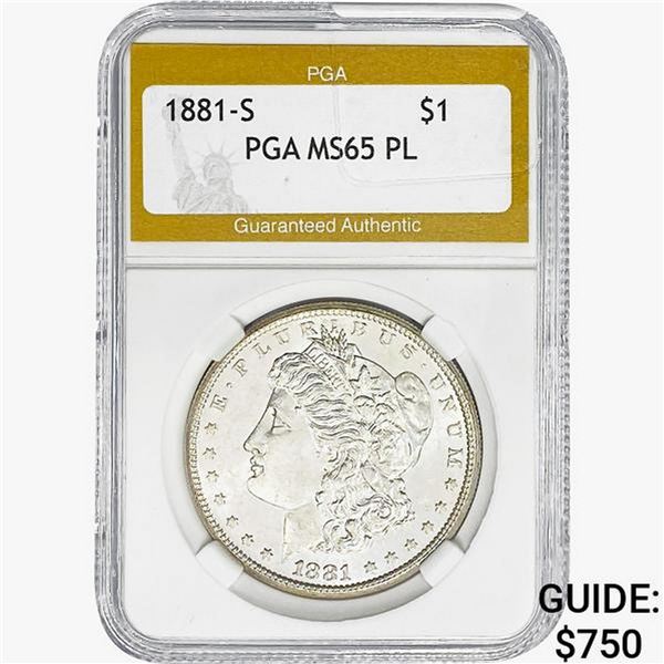 1881-S Morgan Silver Dollar PGA MS65 PL