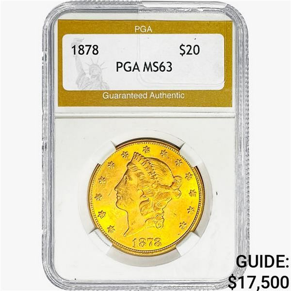 1878 $20 Gold Double Eagle PGA MS63